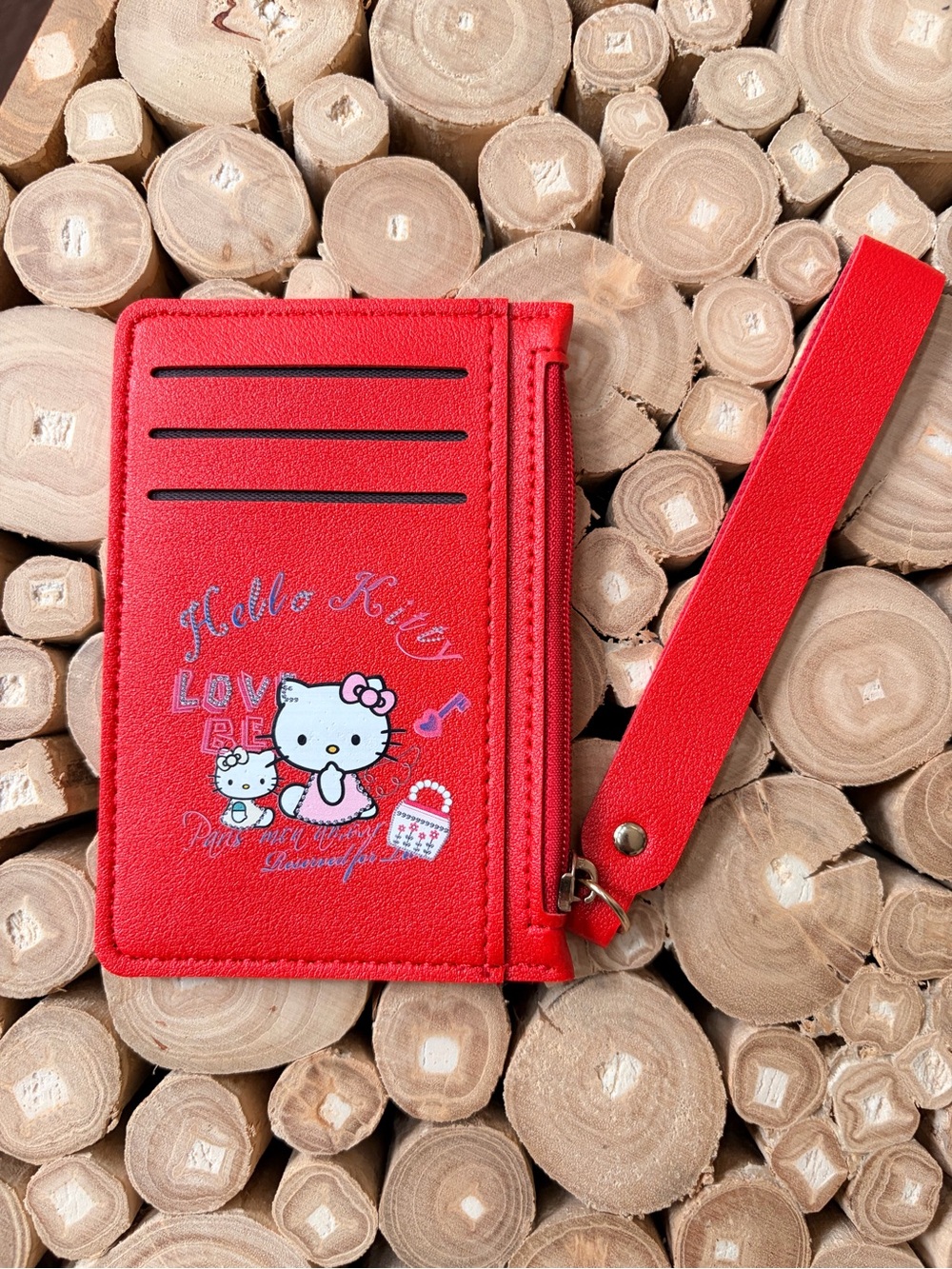 Hello Kitty Red Wristlet Card Wallet with Strap